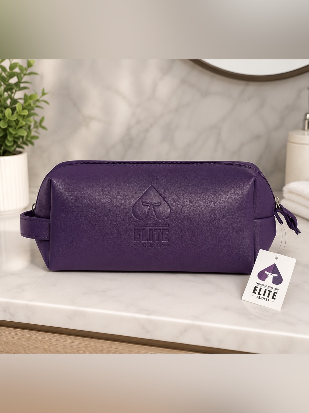 Purple Leather Toiletry Bag
